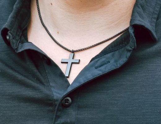 Black Enamenled Stainless Steel Cross Necklace For Men